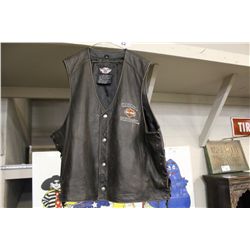 HARLEY DAVIDSON LEATHER HARLEY DAVIDSON VEST, SIZE 4X