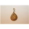 Image 1 : ONE 14KT. YELLOW GOLD WHITE CULTURED PEARL VINTAGE PENDANT ANTIQUE PEAR SHAPED HALO OF 18 ROUND