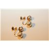 Image 2 : PAIR OF 14 YELLOW GOLD AND WHITE CULTURED PEARL DANGLING EARRINGS SET WITH 4 ROUND WHITE CULTURED