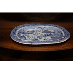 1870'S LARGE BLUE WILLOW CHINA PLATTER