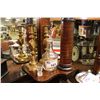 Image 1 : PAIR OF BRASS CANDLE STICKS AND DECANTER