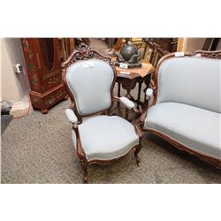 ORNATELY CARVED VICTORIAN GENTLEMAN'S ARM CHAIR