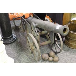 5' LONG CAST IRON CANNON WITH BALLS