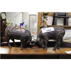 PAIR OF BRONZE FIGHTING BULLS