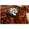 Image 1 : CARVED FOOT STOOL WITH NEEDLEPOINT SEAT