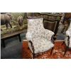 Image 2 : CARVED AND UPHOLSTERED OPEN ARM CHAIR
