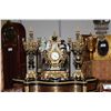 Image 2 : HIGHLY DECORATIVE, MARBLE AND GUILDED, 3 PIECE ITALIAN CLOCK SET WITH CHERUBS AND PORCELAIN DIAL