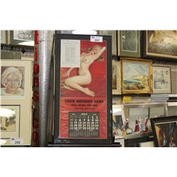 FRAMED CALENDAR OF NUDE MARILYN MONROE