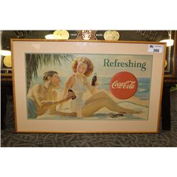 FRAMED 1940'S COKE CARDBOARD SIGN