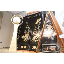 SET OF 4 ASIAN PANELS WITH STONE INLAY