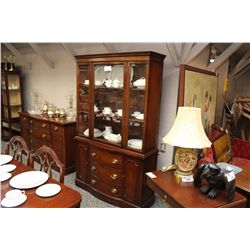 11 PIECE MAHOGANY DINNING SET WITH SHIELD BACK CHAIRS