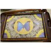 Image 2 : 3 INLAID TRAYS, 2 WITH BUTTERFLY WING MOTIFS