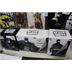 LOT OF 3 LIMITED EDITION BATMAN BLACK AND WHITE STATUES