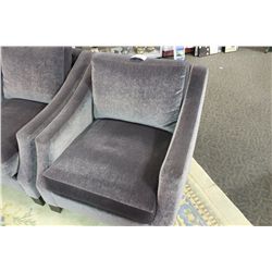 WESTERN DESIGNER UPHOLSTERED CHARCOAL LIVING ROOM LOUNGE CHAIRS, LIKE NEW CONDITION