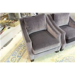 WESTERN DESIGNER UPHOLSTERED CHARCOAL LIVING ROOM LOUNGE CHAIRS, LIKE NEW CONDITION