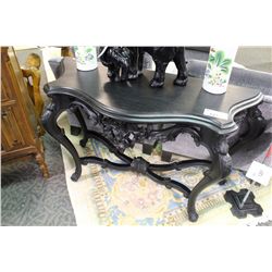 BLACK ORNATE HALL TABLE 50" X 20 X 31"