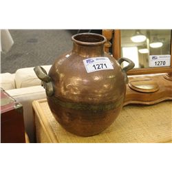 HAND HAMMERED COPPER POT 2 HANDLES