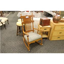 OAK ROCKING CHAIR WITH UPHOLSTERED SEAT