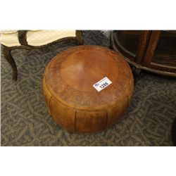 ONE CUSTOM ROUND LEATHER OTTOMAN