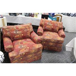 2 SMALL AND BOIS CUSTOM UPHOLSTERED CHAIRS WITH MATCHING OTTOMANS