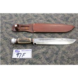 SOLINGEN STEEL, BONE HANDLE HUNTING KNIFE WITH CASE