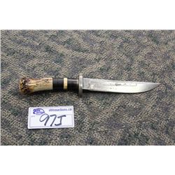 BONE HANDLE, ENGRAVED "BEND, OR." HUNTING KNIFE