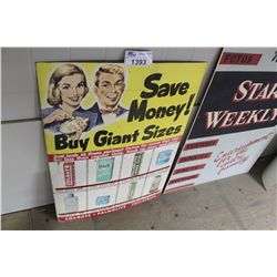 COLGATE PALMOLIVE "SAVE MONEY, BUY GIANT SIZE'S SIGN"