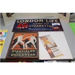 1930'S LONDON LIFE TIN CIGARRETE SIGN