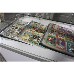 3 BINDERS OF VINTAGE NFL , MLB AND NHL TRADING CARDS