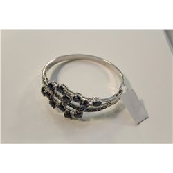 925 STERLING SILVER BANGLE STYLE BRACELET CLAW SET WITH 12 OVAL MIXED CUT NATURAL PROMOTIONAL