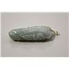 Image 2 : 1 ELONGATED OVAL SHAPED CARVED NATURAL BURMESE JADEITE PENDANT CARVED IN THE SHAPE OF A DOMED AND