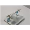 Image 2 : PAIR OF 14KT WHITE GOLD NATURAL BLUE TOPAZ AND DIAMOND SET EARRINGS BEZEL SET WITH 2 STEP CUT