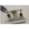 Image 2 : PAIR OF STERLING SILVER BLACK TAHITIAN CULTURED PEARL EARRINGS SET WITH 2 ROUND BLACK TAHITIAN