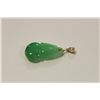 Image 2 : 1 NATURAL BURMESE JADITE PENDANT CARVED IN A PEAR SHAPE AND 3 DIMENSIONAL FRUIT DESIGN.