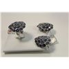 Image 2 : ONE STERLING SILVER & PROMOTIONAL QUALITY BLUE SAPPHIRE SET OF  EARRINGS & A LADIES DRESS RING.