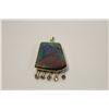 Image 1 : ONE 14KT YELLOW GOLD NATURAL AMMOLITE AND DIAMOND SET PENDANT BEZEL SET WITH 1 CUSHION SHAPED