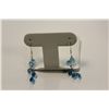 Image 1 : PAIR OF 14 KT WHITE GOLD NATURAL BLUE TOPAZ DANGLING EARRINGS SET WITH 10 PEAR SHAPED NATURAL BLUE