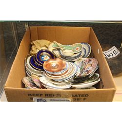 BOX LOT OF ASSORTED CHINA AND PORCELAIN PLATES INC. NORITAKE SPOON