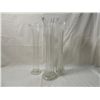 Image 1 : LOT 3 VINTAGE TALL FLUTED BLOWN GLASS VASES