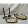 Image 1 : LOT 4 SILVERPLATE TRAYS & CANDLESTICKS