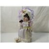 Image 1 : 13" PORCELAIN DOLL IN PURPLE DRESS