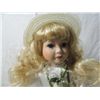 Image 2 : 18" PORCELAIN DOLL IN WHITE & GREEN DRESS