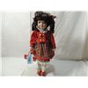 Image 1 : 17" PORCELAIN DOLL IN PLAID DRESS