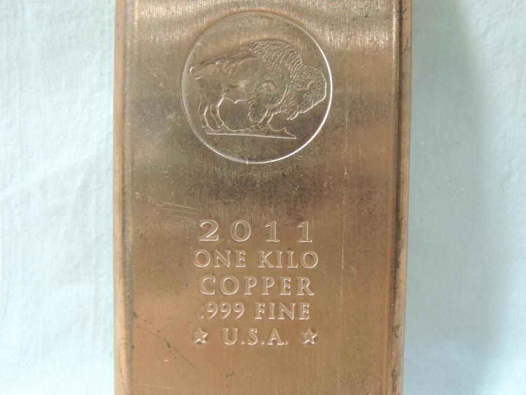 2011 ONE KILO COPPER .999 FINE USA BAR