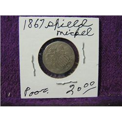 1867 SHIELD NICKEL