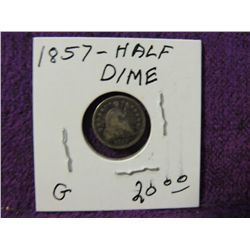 1857 HALF DIME
