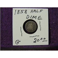 1858 HALF DIME