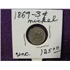 Image 1 : 1869 3 CENT NICKEL