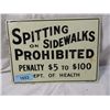 Image 1 : SPITTING ON SIDEWALKS SIGN METAL SIGN