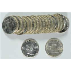 ROLL ( 20 )  GEM BU 1963-D FRANKLIN HALF DOLLARS,